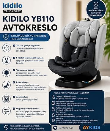 🚗 KIDILO YB110A GREY – Təhlükəsizlik və Rahatlıq Bir Arada! 👶 — 1