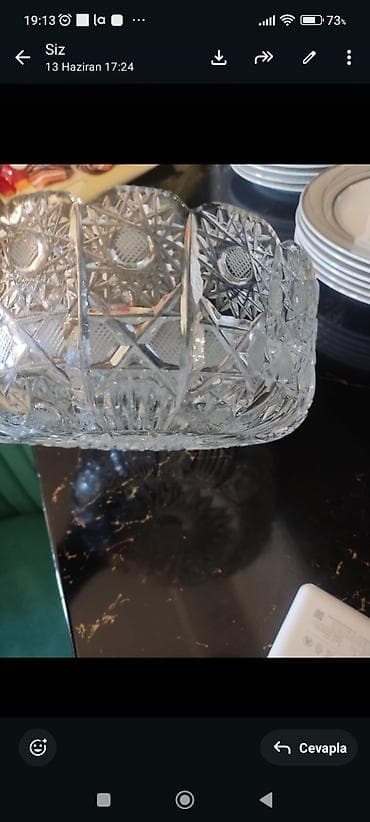 şuşe qab: Xrustal meyve qabı Çeki:1.5 kg diametri 21 sm - Forma: dərin — 2