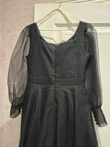 sifon koynekler: Qara şifon ziyafət donu - Rəng: dərin qara, yüngül parıltılı faktura — 3