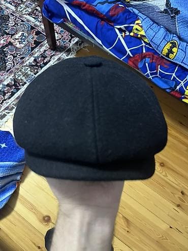 kepka modelleri: Qara newsboy/kepka şapka - Model: Klassik 8 panelli newsboy — 1