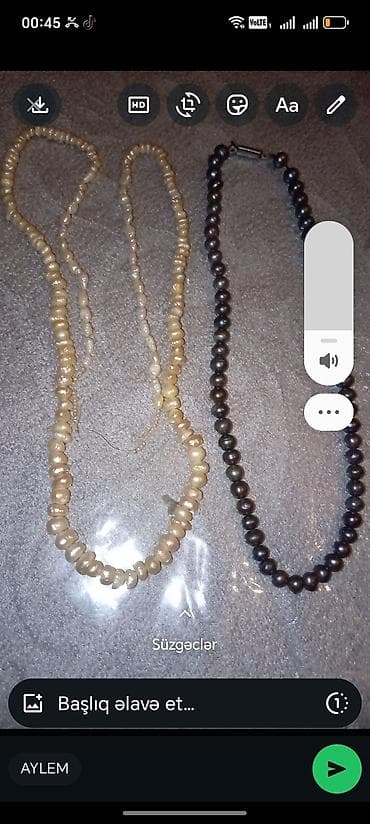 elektron qelyan hqd: Təbii incilərdən boyunbağı dəsti - 3 ədəd incili boyunbağı: 2 ədəd — 1