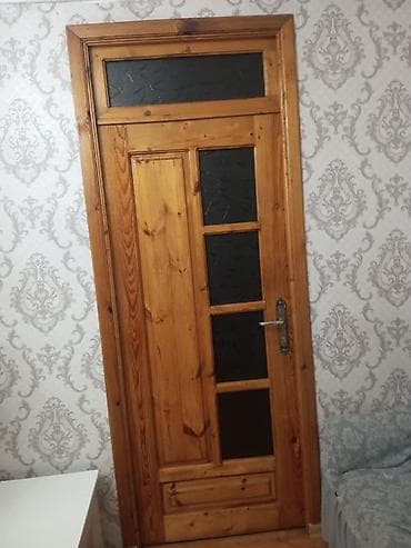 gencede qapi: Taxta otaq qapısı – şüşə panelli - Material: təbii ağac karkas və — 2