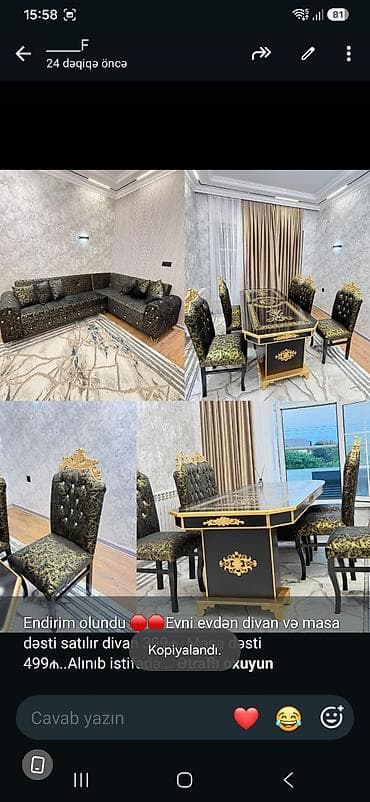 Endirim olundu 🛑🛑Eyni evdən divan və masa dəsti satılır divan lalafo.az -da Endirim olundu 🛑🛑Eyni evdən divan və masa dəsti satılır divan