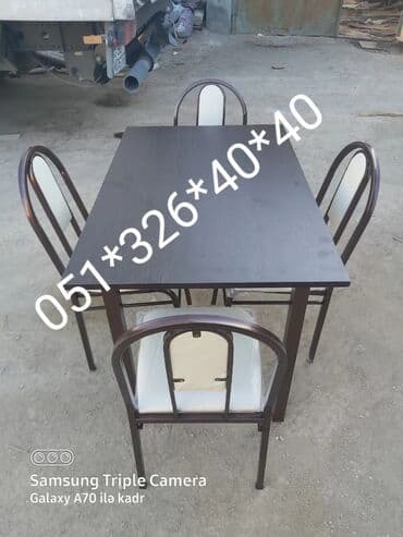 yazı masa: Qonaq otağı üçün, Yeni, Açılan, Dördbucaq masa, 4 stul — 24