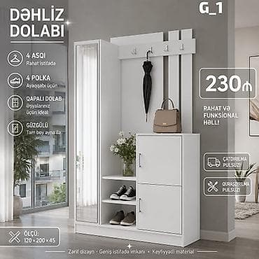 sifonerlər: Dəhliz dolabı – G_1 modeli - Ölçü: 120 × 200 × 45 sm - Tam boy güzgü — 1