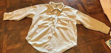 uzun jaketlər: Teze boyuk beden bej rəngli flis “şaket” (köynək-kurtka) - Material — 1