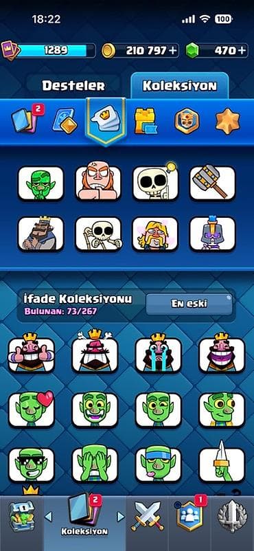 Clash Royale hesabı – geniş emote və güclü kart kolleksiyası - Kral