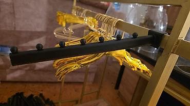 Ofis dəst mebeli: Mebel dəsti – salon/ofis üçün - Resepsion masası: Qara rəngdə parlaq — 8