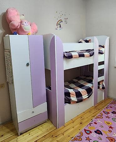 shkaf mebel: Oğlan və qız üçün, 2 təknəfərlik çarpayı, Dolab — 1