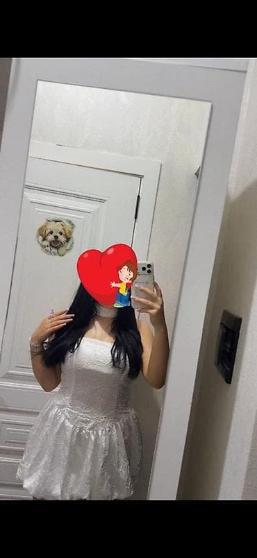 Ağ mini don – zərif, naxışlı parça - Rəng: qar bəyaz M razmer cemi