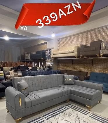 стулья недорого: Künc divan – müasir dizaynlı, boz rəngdə, qızılı detallarla. - — 1