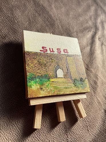 Musiqi alətləri: Sürətli Çatdırılma PULSUZ “Şuşa” mini kətan, molbertlə Əl işi Hazır — 3