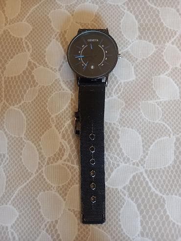hs01 smart watch: GENEVA kişi qol saatı - Minimalist dizaynlı, qara rəngdə korpus və — 4