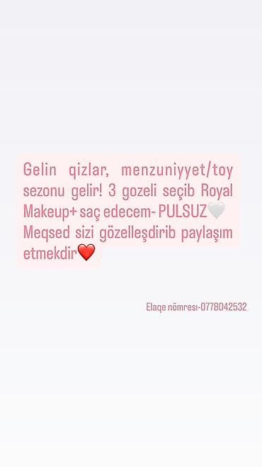 помощница по дому в баку: Xidmət: Royal üslubda professional makiyaj və saç tərtibatı Təsvir: - — 1