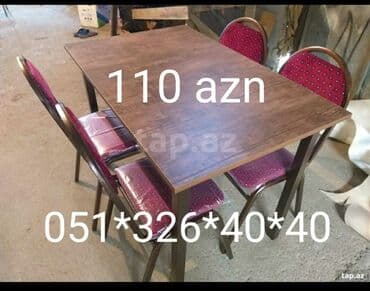 Masa və oturacaq dəstləri: Qonaq otağı üçün, Yeni, Açılan, Dördbucaq masa, 2 stul — 2