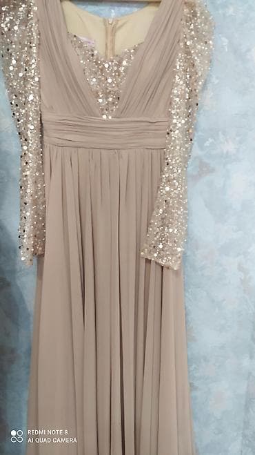 sensor qol saatlari: Şampan-bej rəngli uzun ziyafət donu - Model: uzun, axıcı ətəkli — 1