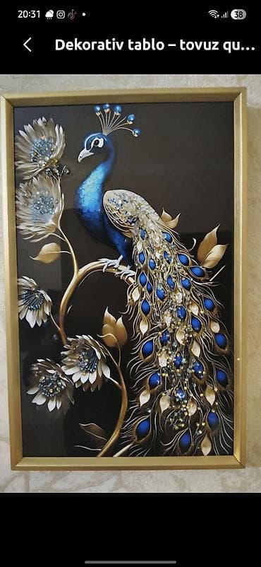 qara şekiller: Məhsul: Divar üçün dekorativ tablolar (2 model) 1) Tovuz quşu tablosu — 1