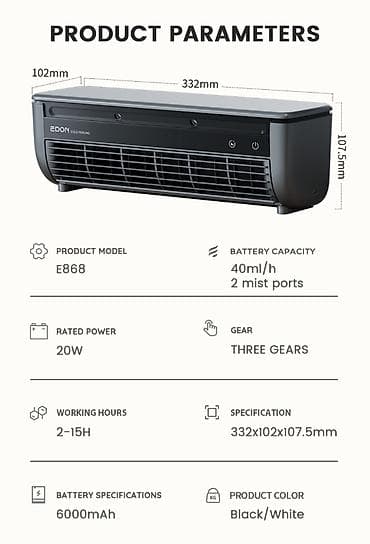 ventil: Air Cooling Mist Fan E868 Mini Kondisioner, sərinkeş, nəmləndirici — 4