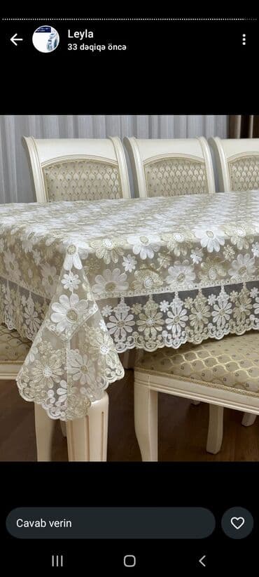 бабочки для декора: Məhsul: Naqişli masa örtüyü - Material: Şəffaf tüllü əsas üzərində — 1