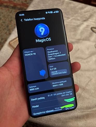 usta cantasi: Honor 90, 256 GB, rəng - Boz, Barmaq izi — 4