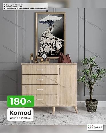 taxta komod: Komod – 40×100×100 sm - Material: 18 mm laminat - Rəng seçimi — 1