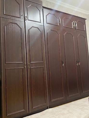 İşlənmiş, 6 qapı, Güzgülü, Qəhvəyi, Taxta, Açılan, Düz dolab