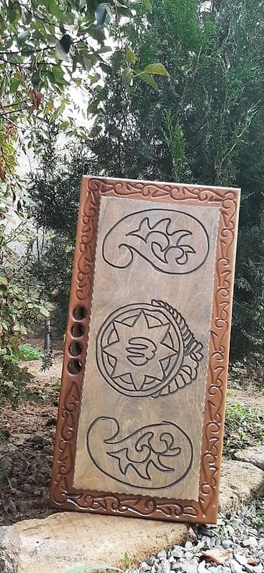 kamp çadiri: Taxta oyma nərd dəsti - Material: tam ağacdan (qatı, cilalanmış), əl — 8
