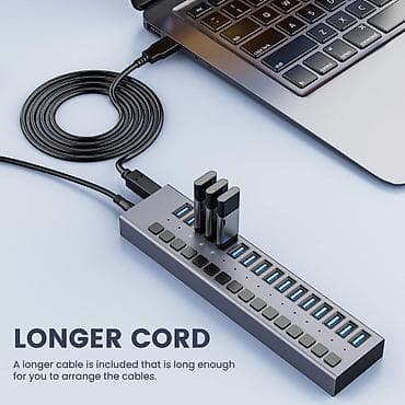 apple ipad pro: ACASIS 16-Port USB 3.0 Hub – yüksək tutumlu masaüstü USB bölücü - 16 — 1