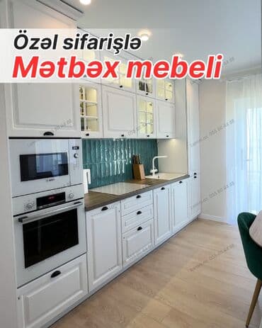 Özəl sifarişlə hazırlanmış mətbəx mebeli - Klassik üslubda ağ