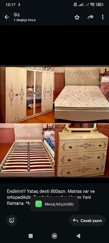 Endirim!!! Yataq desti 800azn. Matras var ve ortopedikdir. Tumbalar