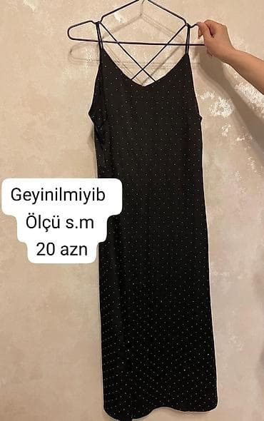 Qadın geyimləri – müxtəlif modellər və ölçülər 1) Qara xırda nöqtəli