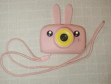 fotokamera: Uşaq fotoaparatı – çəhrayı rəngdə, sarı düyməli və linzalı model — 7