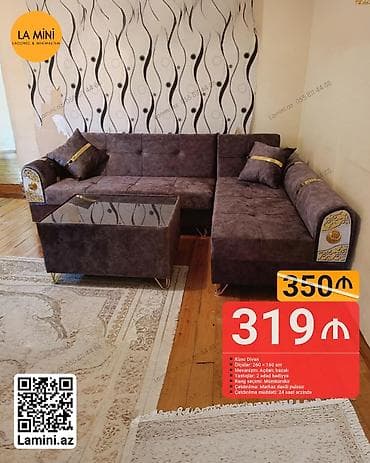 divan ustu ortuk: Künc divan dəsti - Ölçülər: 260 × 160 sm - Mexanizm: açılan, bazalı - — 1