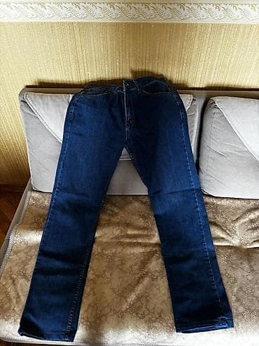 Klassik tünd mavi cins şalvar - Kəsim: düz (straight), gündəlik və