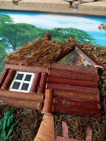 qazon ot: Rəsm əl işidir təbii ot və ağac materialı yağlı boya ilə çəkilib ölçü — 3