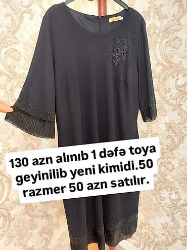 muncuq: Qadın qara ziyafət donu - Brend: S.A.B.A (etiketdə göstərilir) - — 1