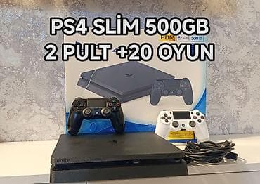 Ən son model CUH-2216A PS4 slim 500gb qutuda +2pult +20 oyun