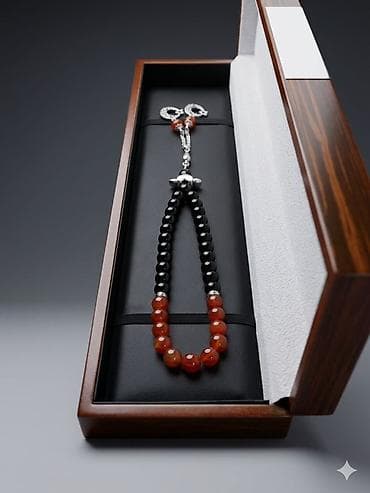 Наручные часы: Lüks təsbeh seti – ağac naxışlı taxta qutu və təbii daşlardan təsbeh — 2