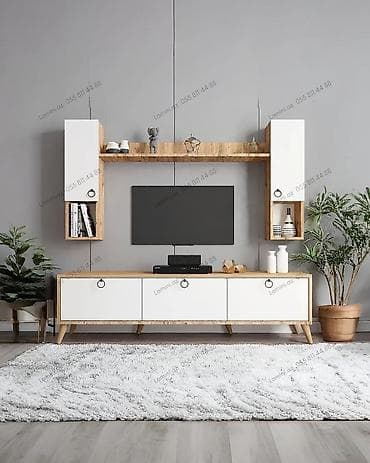 dekor ref: Televizor Altlığı Məhsul təsviri: Müasir dizaynlı TV altlığı və asma — 1