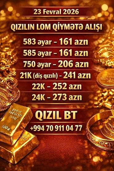 916 prob qizil haranindi: Xidmət: Qızılın lom qiymətinə alışı Tarix: 23 fevral 2026 Alış — 1