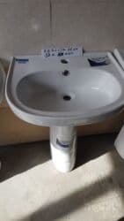 Çanaq üçün kranlar: Ayaqüstü lavabo dəstləri – pedestallı, kran üçün 1 deşikli, axıntı və — 2