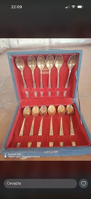 sekiler: Gümüş tonlu çay qaşıqları dəsti - 12 ədəd çay qaşığı - Qırmızı — 1