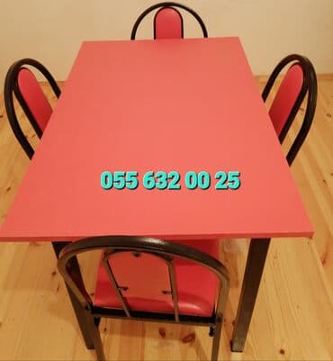 bağça üçün: Yeni, Kvadrat masa, Açılmayan, Stullar ilə, Dəri — 26