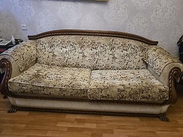 diffenbaxiya bitkisi: Klassik üslubda 3 nəfərlik divan - Dizayn: Taxta çərçivəli, oyma — 2