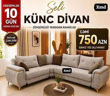 saloglu stol ve stullar: Seli künc divan - Geniş ölçülü L formalı dizayn – qonaq otağına — 1