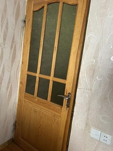 ev qapilari taxta: Taxta iç qapı – şüşəli dekorlu model - Material: təbii ağac (şpon — 2