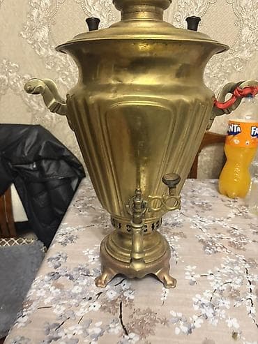samovar 10 litr: Qədim samovar, 18071937 il, Latun, Vəziyyəti: Yaxşı — 5