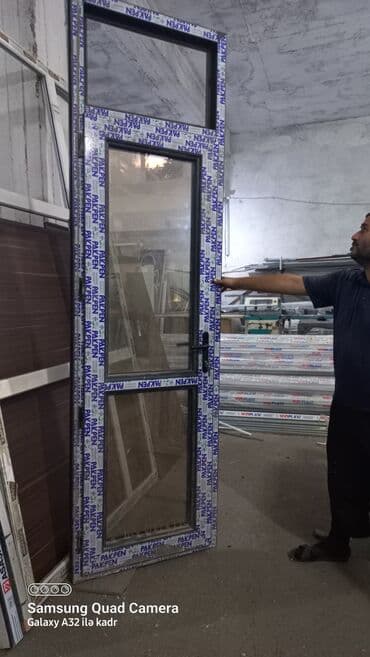 plastik qapi pencere qiymeti: Plastik Grey 72 lik profildən Qapı Pəncərə Zerkalni şüşə ilə — 1