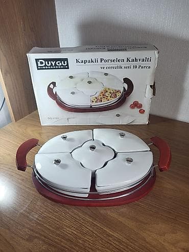 servisler: DUYGU Kapaklı Porselen Kahvaltı və Çərəzlik Dəsti – 10 Parça - Model — 1