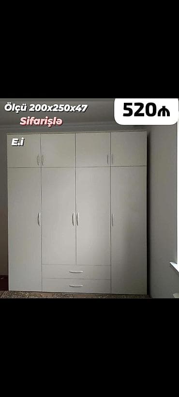 tək dolablar: Düz dolab, Yataq otağı üçün, Paltar üçün, Açılan, Quraşdırıla bilən, 6 qapı — 1